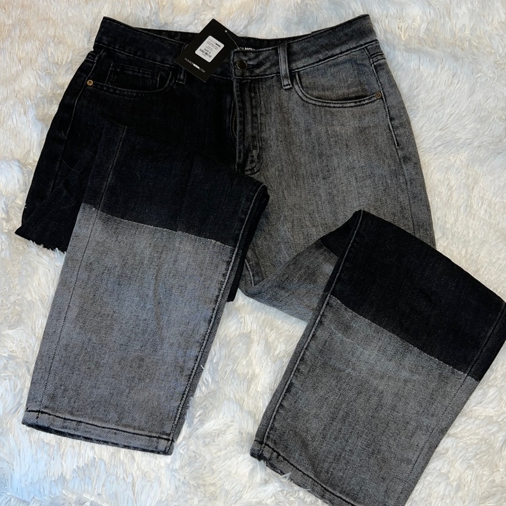 NWT Fashion Nova black and grey high waisted mom jeans size 9